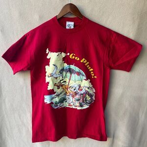 Vintage 90s Walt Disney Pluto Womens Medium Red Short Sleeve‎ Shirt Size Kidcore